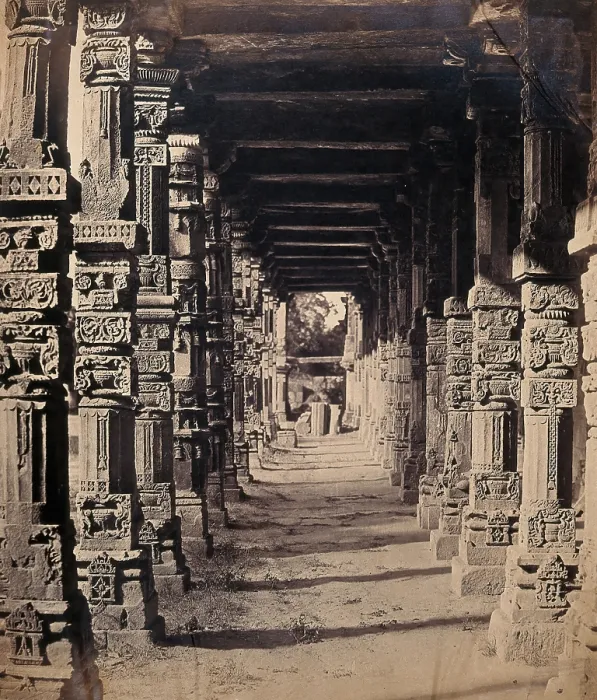 Framed Print : India: interior of the Hindu temple in the Kootub near Delhi, c1858. Creator: Felice Beato Framed Print : India: interior of the Hindu temple in the Kootub near Delhi, c1858. Creator: Felice Beato