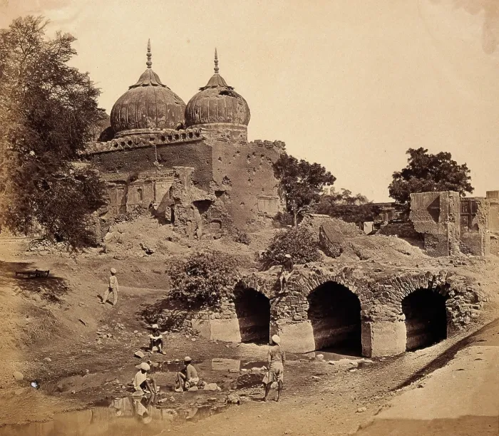 Framed Print : India: a ruined mosque near the Custom House battery, c1858. Creator: Felice Beato. India: a ruined mosque near the Custom House battery, c1858 Framed Print : India: a ruined mosque near the Custom House battery, c1858. Creator: Felice Beato. India: a ruined mosque near the Custom House battery, c1858
