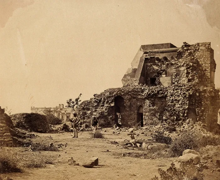 Framed Print : India: a ruined observatory and battery with distant view of Hindoo Rao's house, c1858 Framed Print : India: a ruined observatory and battery with distant view of Hindoo Rao's house, c1858