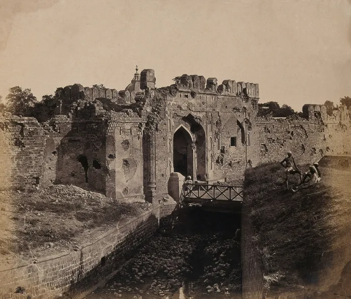 Framed Print : India: ruins of the Cashmere Gate at a water bastion near Delhi, c1858 Framed Print : India: ruins of the Cashmere Gate at a water bastion near Delhi, c1858