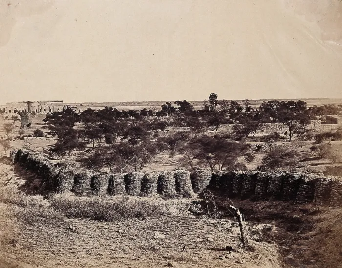 Framed Print : India: view from Mount Picket with Metcalfe's House and stables in the distance, c1858 Framed Print : India: view from Mount Picket with Metcalfe's House and stables in the distance, c1858