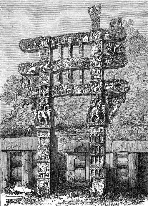 Framed Print : Indian Architecture: Eastern Gateway of the Sanchi Tope, (Boodhist, A.D. 15), 1870. Creator: Unknown Framed Print : Indian Architecture: Eastern Gateway of the Sanchi Tope, (Boodhist, A.D. 15), 1870. Creator: Unknown