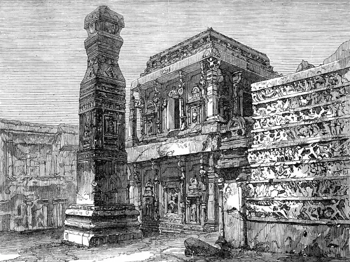 Framed Print : Indian Architecture: the Kylas at Ellora, (Hindu, ninth or tenth century), 1870. Creator: Unknown