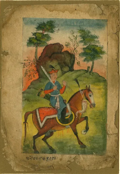 Framed Print : Indian armed cavalryman, c. 1500. Artist: Indian Art Framed Print : Indian armed cavalryman, c. 1500. Artist: Indian Art