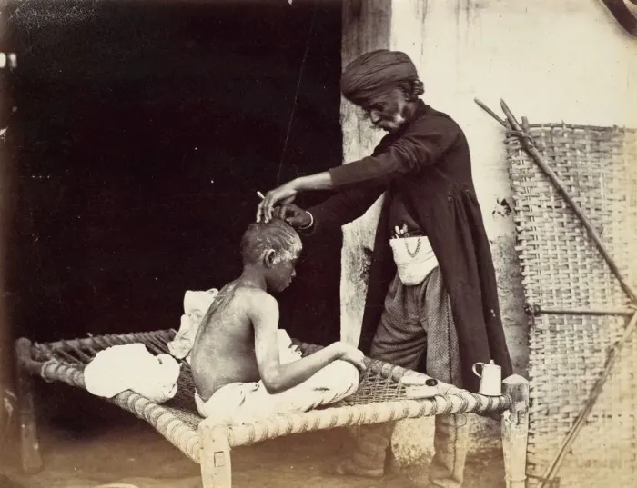 Framed Print : Indian Barber, 1860s. Creator: Willoughby Wallace Hooper Framed Print : Indian Barber, 1860s. Creator: Willoughby Wallace Hooper