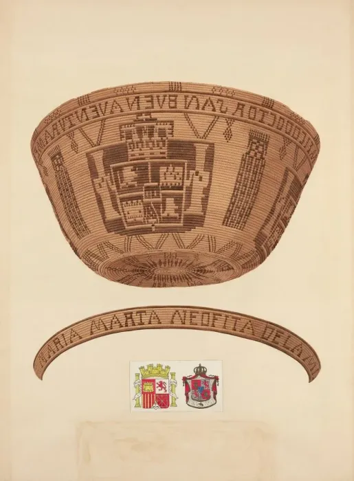 Framed Print : Indian Basket, 1935 / 1942. Creator: Gordena Jackson Framed Print : Indian Basket, 1935 / 1942. Creator: Gordena Jackson