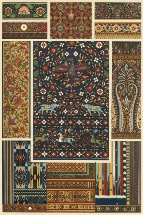 Framed Print : Indian embroidery, weaving, plaiting and lacquerwork, (1898). Creator: Unknown