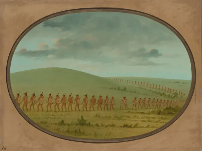 Framed Print : Indian File - Iowa, 1861 / 1869. Creator: George Catlin Framed Print : Indian File - Iowa, 1861 / 1869. Creator: George Catlin