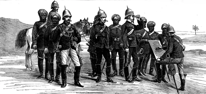 Framed Print : Indian Frontier Sketches: reconnoitring party, camp of exercise, Punjaub, 1873. Creator: Unknown Framed Print : Indian Frontier Sketches: reconnoitring party, camp of exercise, Punjaub, 1873. Creator: Unknown