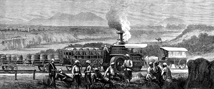 Framed Print : Indian Frontier Sketches: traction-engine on the Grand Trunk Road, near Lawrencepore, 1873. Creator: Unknown Framed Print : Indian Frontier Sketches: traction-engine on the Grand Trunk Road, near Lawrencepore, 1873. Creator: Unknown