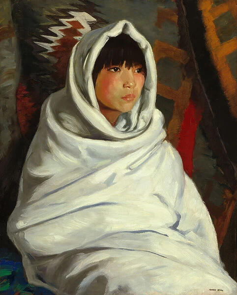 Indian Girl in White Blanket, 1917. Creator: Robert Henri