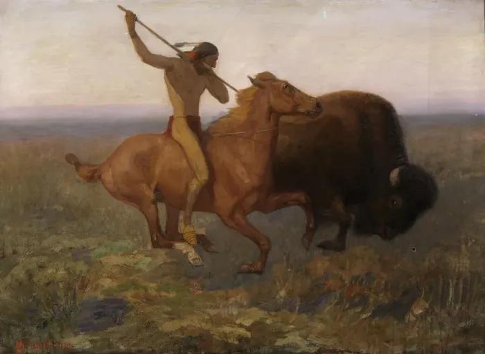 Framed Print : Indian Hunting Buffalo, late 19th-early 20th century. Creator: Edwin Willard Deming Framed Print : Indian Hunting Buffalo, late 19th-early 20th century. Creator: Edwin Willard Deming