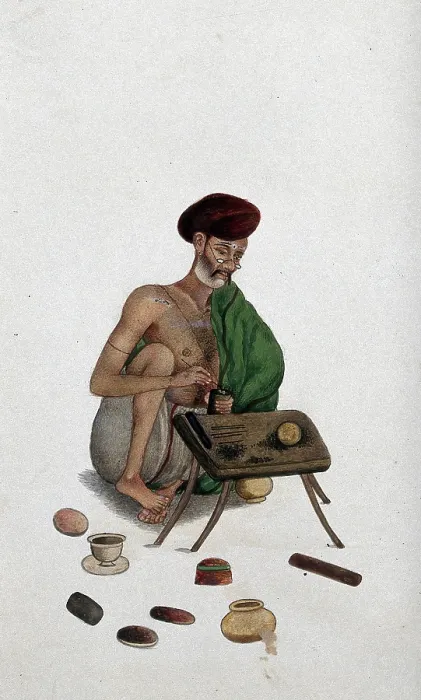 Framed Print : An Indian jeweller at work, (between 1800 and 1899?). Creator: Unknown Framed Print : An Indian jeweller at work, (between 1800 and 1899?). Creator: Unknown