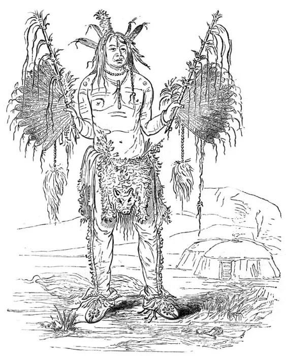 Framed Print : Indian medicine man, c1700(?) (c1880) Framed Print : Indian medicine man, c1700(?) (c1880)