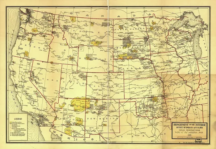 Framed Print : Indian Reservations west of the Mississippi River, 1923. Creator: Office of Indian Affairs Framed Print : Indian Reservations west of the Mississippi River, 1923. Creator: Office of Indian Affairs