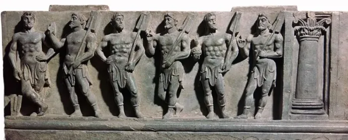 Framed Print : An indian sculpture of a group of marine deities, 1st century Framed Print : An indian sculpture of a group of marine deities, 1st century