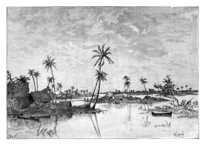 Framed Print : Indian settlement on the Islands of San Blas Bay, c1890 Framed Print : Indian settlement on the Islands of San Blas Bay, c1890