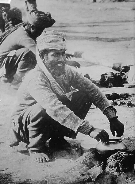 Indian soldier cooking, in France, between c1914 and c1915. Creator: Bain News Service