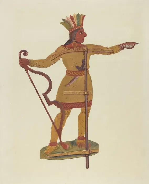Framed Print : Indian Weather Vane, c. 1938. Creator: Alice Stearns Framed Print : Indian Weather Vane, c. 1938. Creator: Alice Stearns