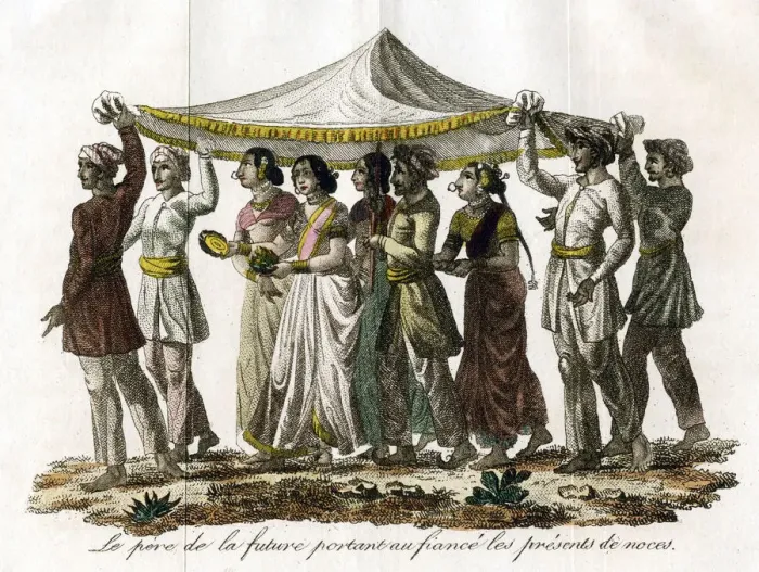 Framed Print : Indian wedding procession, c19th century Framed Print : Indian wedding procession, c19th century