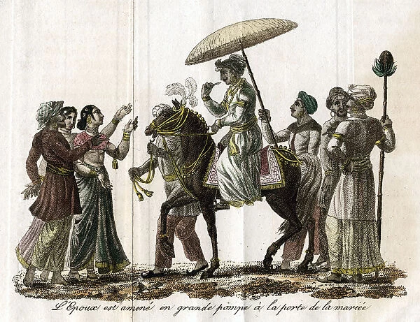 Indian wedding procession, c19th century