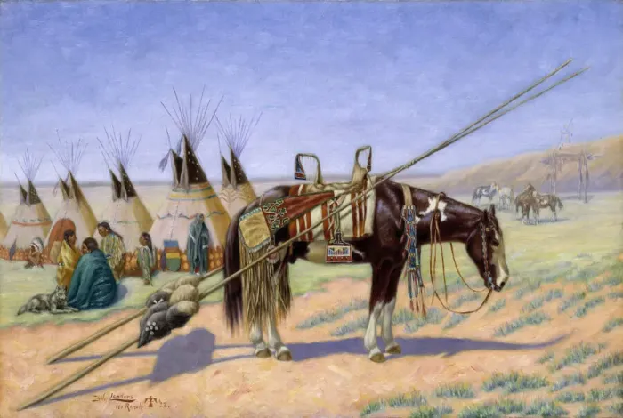 Framed Print : Indians in Camp at 101 Ranch, 1922. Creator: Emil W. Lenders