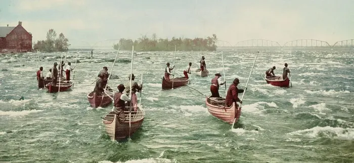 Framed Print : Indians fishing at the Soo, c1901. Creator: Unknown. Indians fishing at the Soo, c1901. Creator: Unknown Framed Print : Indians fishing at the Soo, c1901. Creator: Unknown. Indians fishing at the Soo, c1901. Creator: Unknown