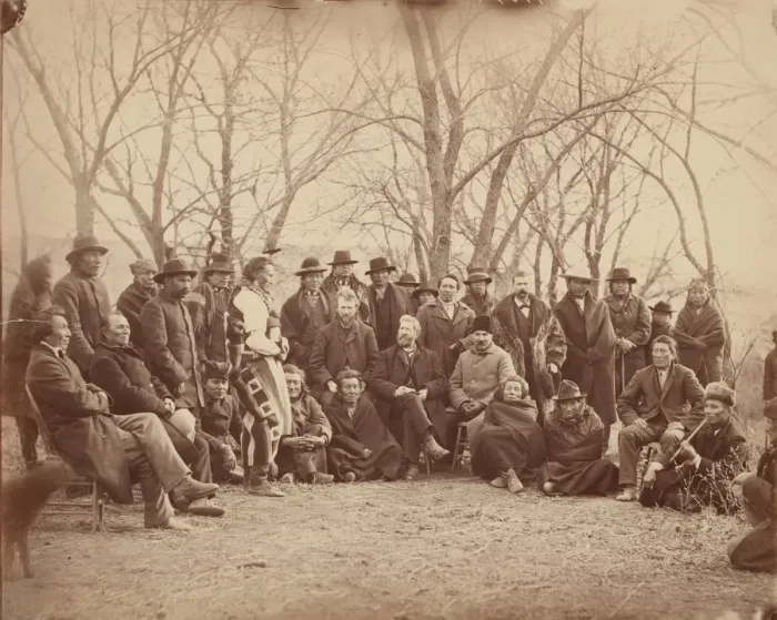 Framed Print : Indians with Government Agents, early 1860s. Creator: Alexander Gardner