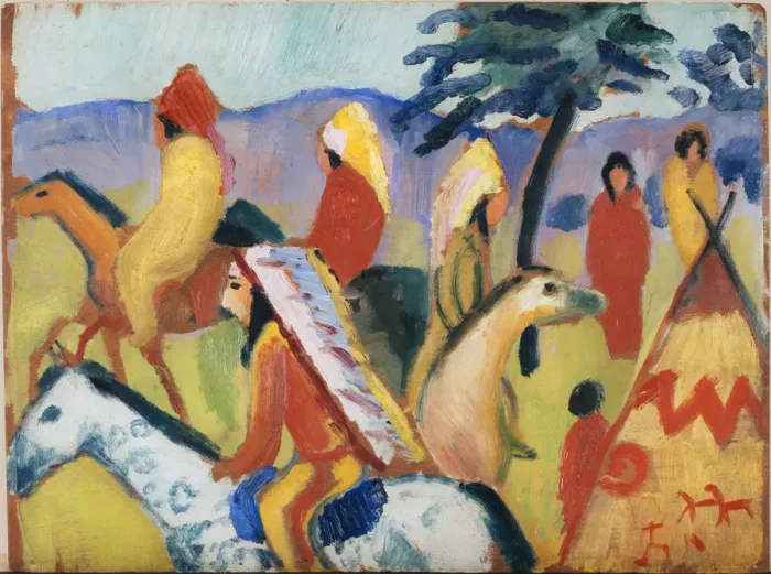 Framed Print : Indians on Horseback. Artist: Macke, August (1887-1914) Framed Print : Indians on Horseback. Artist: Macke, August (1887-1914)