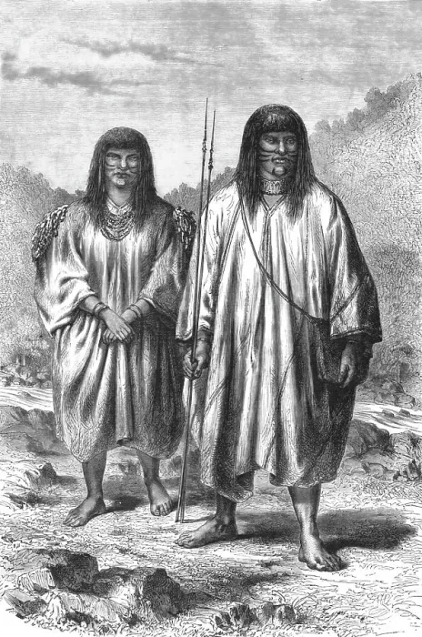 Framed Print : Indians of the River Pachitea; The Navigation of the Upper Amazons, 1875. Creator: Unknown Framed Print : Indians of the River Pachitea; The Navigation of the Upper Amazons, 1875. Creator: Unknown