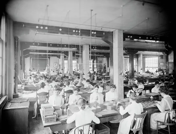 Framed Print : Indicator department, National Cash Register [Company], Dayton, Ohio, (1902?). Creator: Unknown