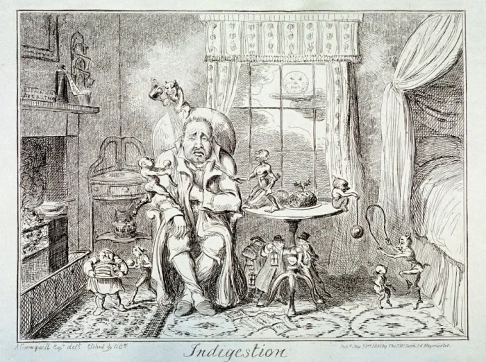 Framed Print : Indigestion, 1835. Artist: George Cruikshank Framed Print : Indigestion, 1835. Artist: George Cruikshank