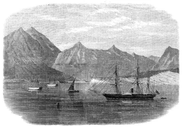 Framed Print : The Indo-European Telegraph: Mussendom Station, Elphinstone Inlet, Persian Gulf, 1865. Creator: Unknown Framed Print : The Indo-European Telegraph: Mussendom Station, Elphinstone Inlet, Persian Gulf, 1865. Creator: Unknown