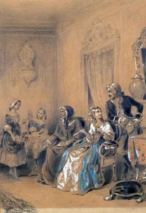 Framed Print : Indoor Scene, c1815-1865. Artist: Eugene Deveria Framed Print : Indoor Scene, c1815-1865. Artist: Eugene Deveria