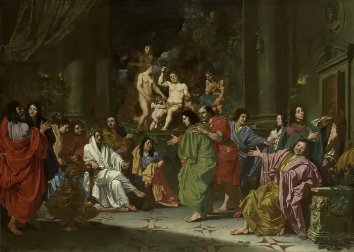 Framed Print : The Induction of a New Member into the Band of Northern Painters in Rome, c.1660. Creator: Anon Framed Print : The Induction of a New Member into the Band of Northern Painters in Rome, c.1660. Creator: Anon