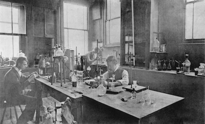 Framed Print : Industrial laboratory at Thomas Firth & Sons Norfolk Works, Sheffield, c1900 Framed Print : Industrial laboratory at Thomas Firth & Sons Norfolk Works, Sheffield, c1900