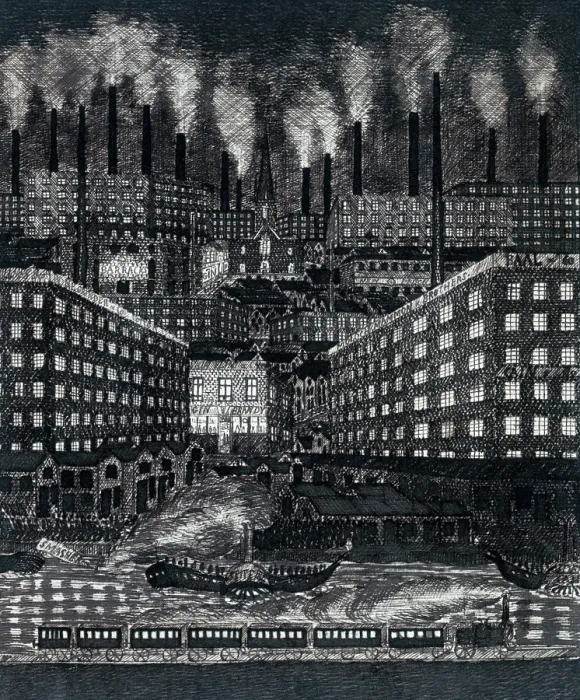 Framed Print : Industrial landscape drawn by Chartist leader Ernest Jones, c1848-c1850. Creator: Ernest Jones