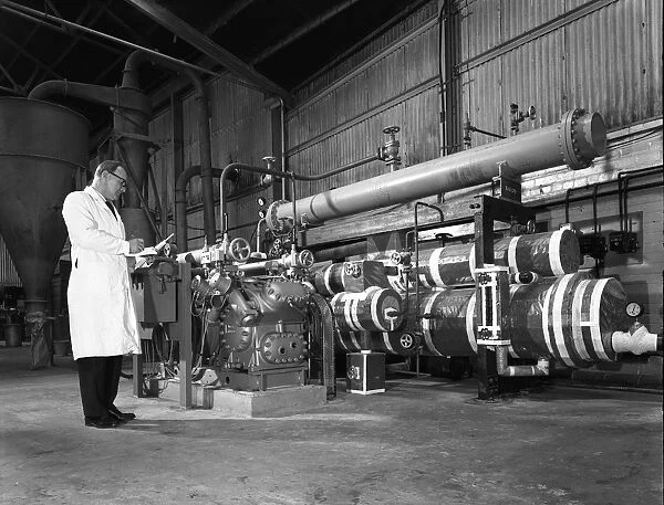 Industrial refrigeration plant after installation at a foundry, Sheffield, South Yorkshire, 1963