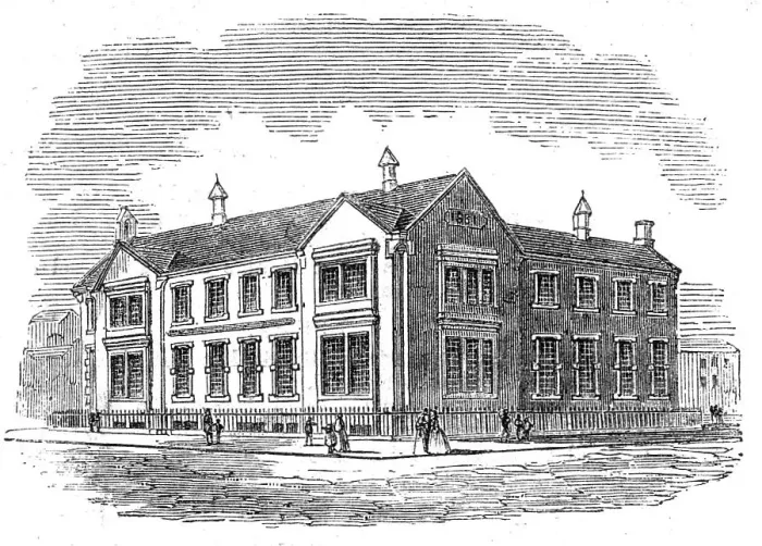 Framed Print : Industrial Schools and Working Men's Free Schoolroom Church at Kirkdale, Liverpool, 1862. Creator: Unknown Framed Print : Industrial Schools and Working Men's Free Schoolroom Church at Kirkdale, Liverpool, 1862. Creator: Unknown
