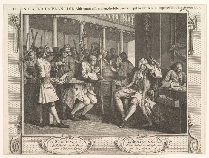 Framed Print : The Industrious Prentice Alderman of London, The Idle One Brought Before Hi Framed Print : The Industrious Prentice Alderman of London, The Idle One Brought Before Hi