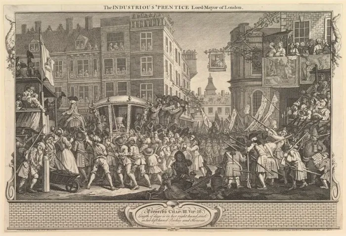Framed Print : The Industrious Prentice Lord Mayor of London: Industry and Idleness, plate Framed Print : The Industrious Prentice Lord Mayor of London: Industry and Idleness, plate