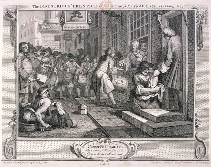 Framed Print : The industrious prentice... married... plate VI of Industry and Idleness, 1747 Framed Print : The industrious prentice... married... plate VI of Industry and Idleness, 1747