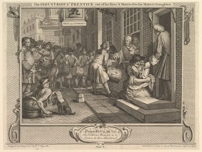 Framed Print : The Industrious Prentice Out of his Time and Married to his Masters Daught Framed Print : The Industrious Prentice Out of his Time and Married to his Masters Daught