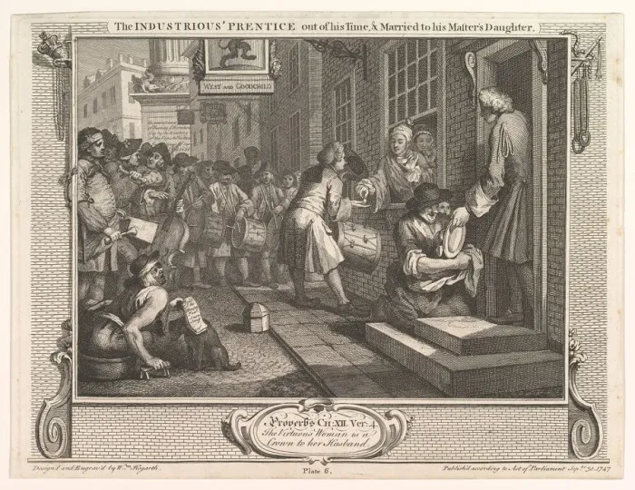 Framed Print : The Industrious Prentice Out of his Time and Married to his Masters Daught Framed Print : The Industrious Prentice Out of his Time and Married to his Masters Daught