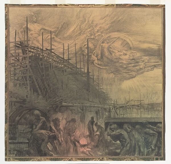 Industry: design for a wall painting in Rotterdam, c.1908-c.1917. Creator: Huib Luns
