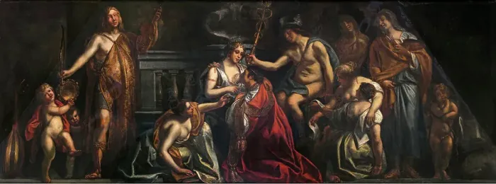 Framed Print : Industry en Trade Promote the Flowering of Art, 1663-1665. Creator: Jacob Jordaens I