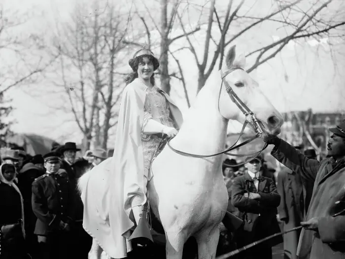 Framed Print : Inez Milholland - Suffrage parade, 1913. Creator: Bain News Service Framed Print : Inez Milholland - Suffrage parade, 1913. Creator: Bain News Service