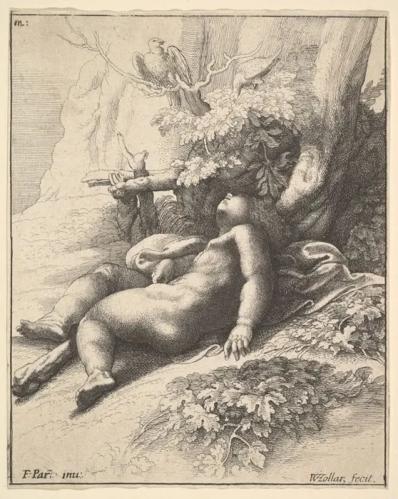 Framed Print : Infant Hercules asleep, 1625-77. Creator: Wenceslaus Hollar