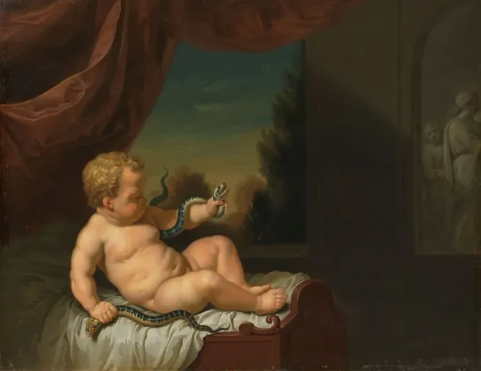 Framed Print : The Infant Hercules with a Serpent, 1700-1722. Creator: Pieter van der Werff Framed Print : The Infant Hercules with a Serpent, 1700-1722. Creator: Pieter van der Werff