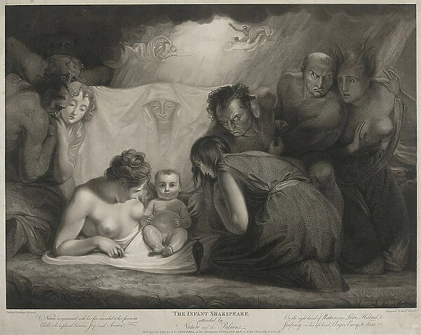 The Infant Shakespeare Attended by Nature and the Passions, published 1799. Creators: Benjamin Smith, John Boydell, Josiah Boydell